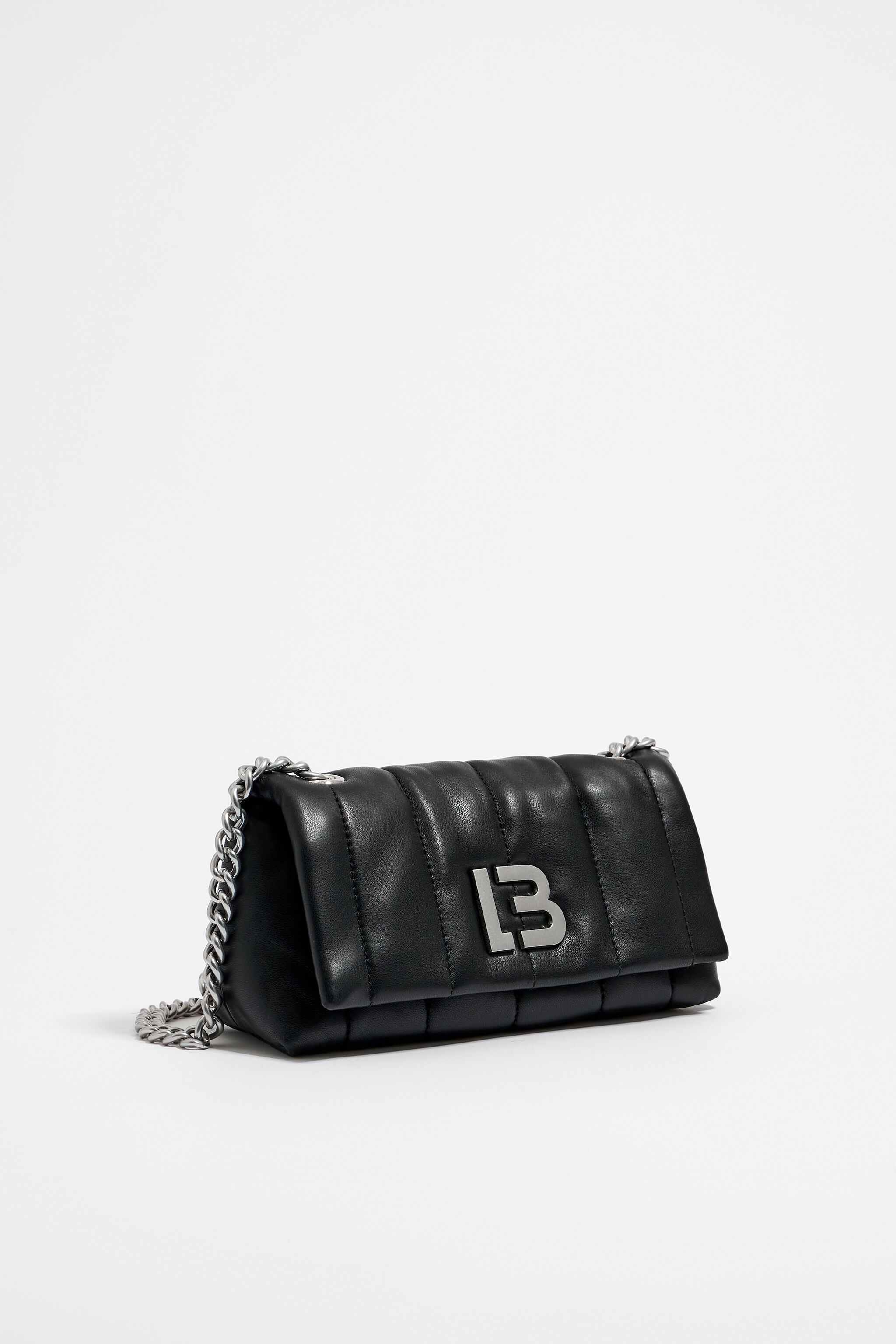 S black leather flap bag