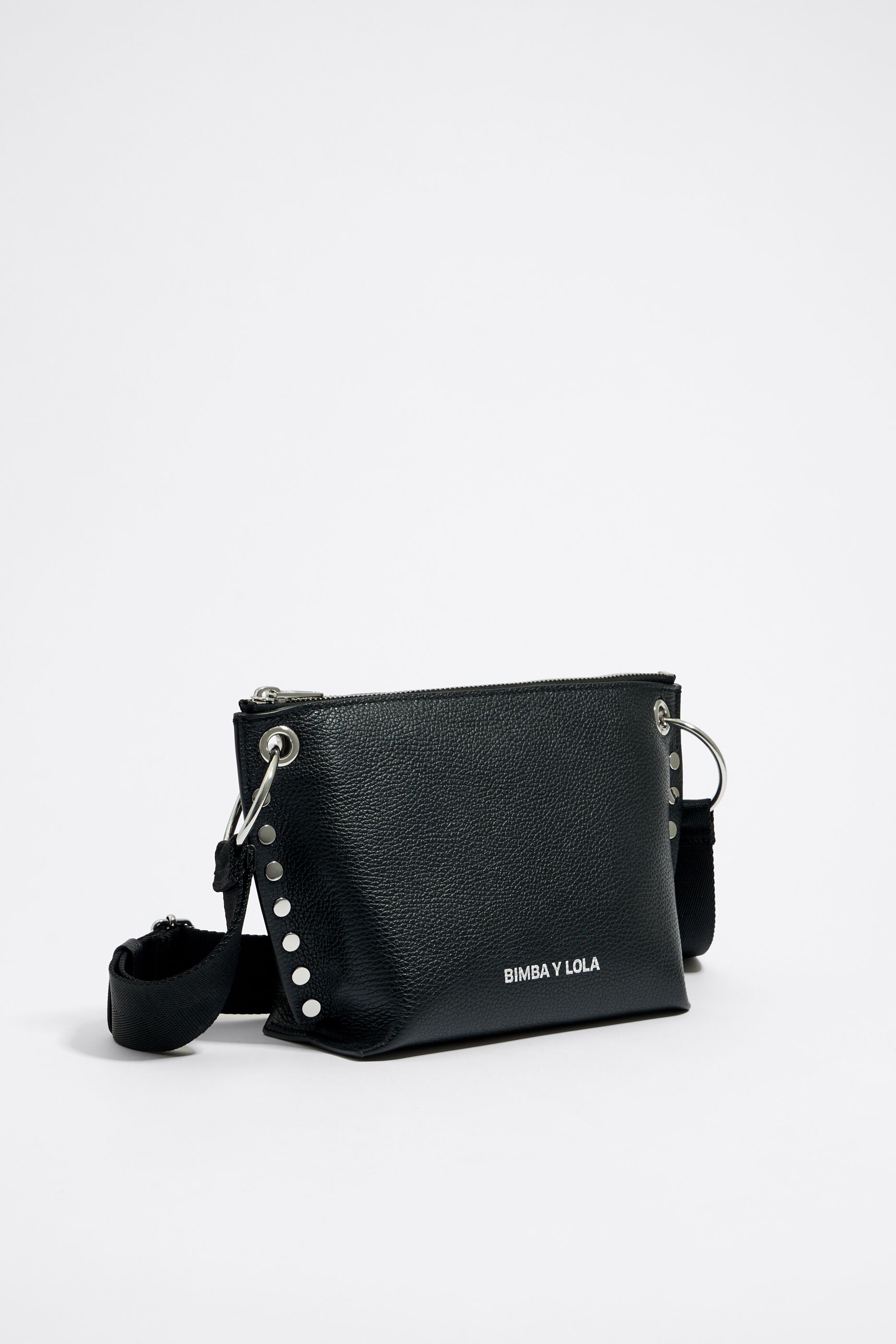 M black leather crossbody bag