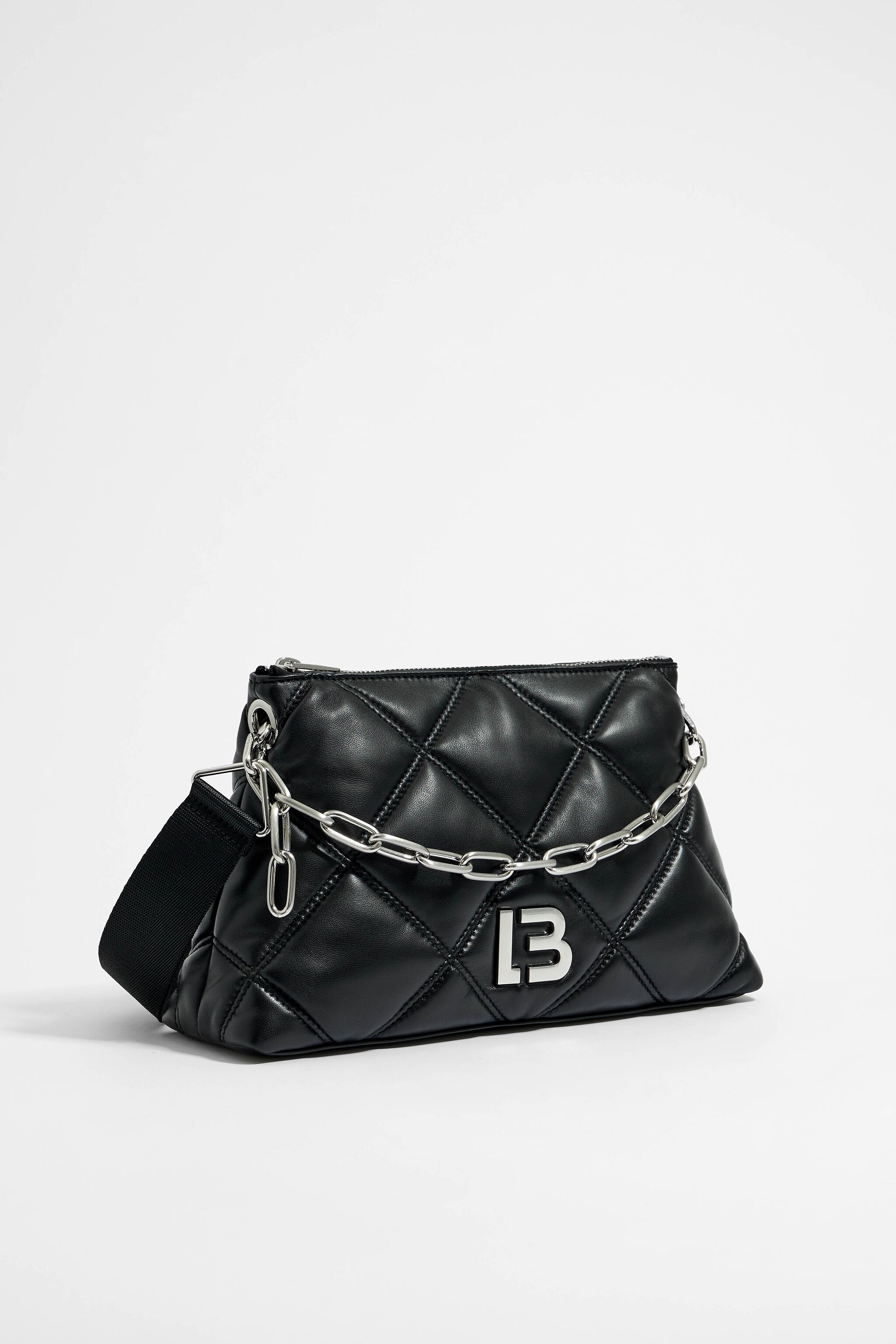 M black leather trapezium bag