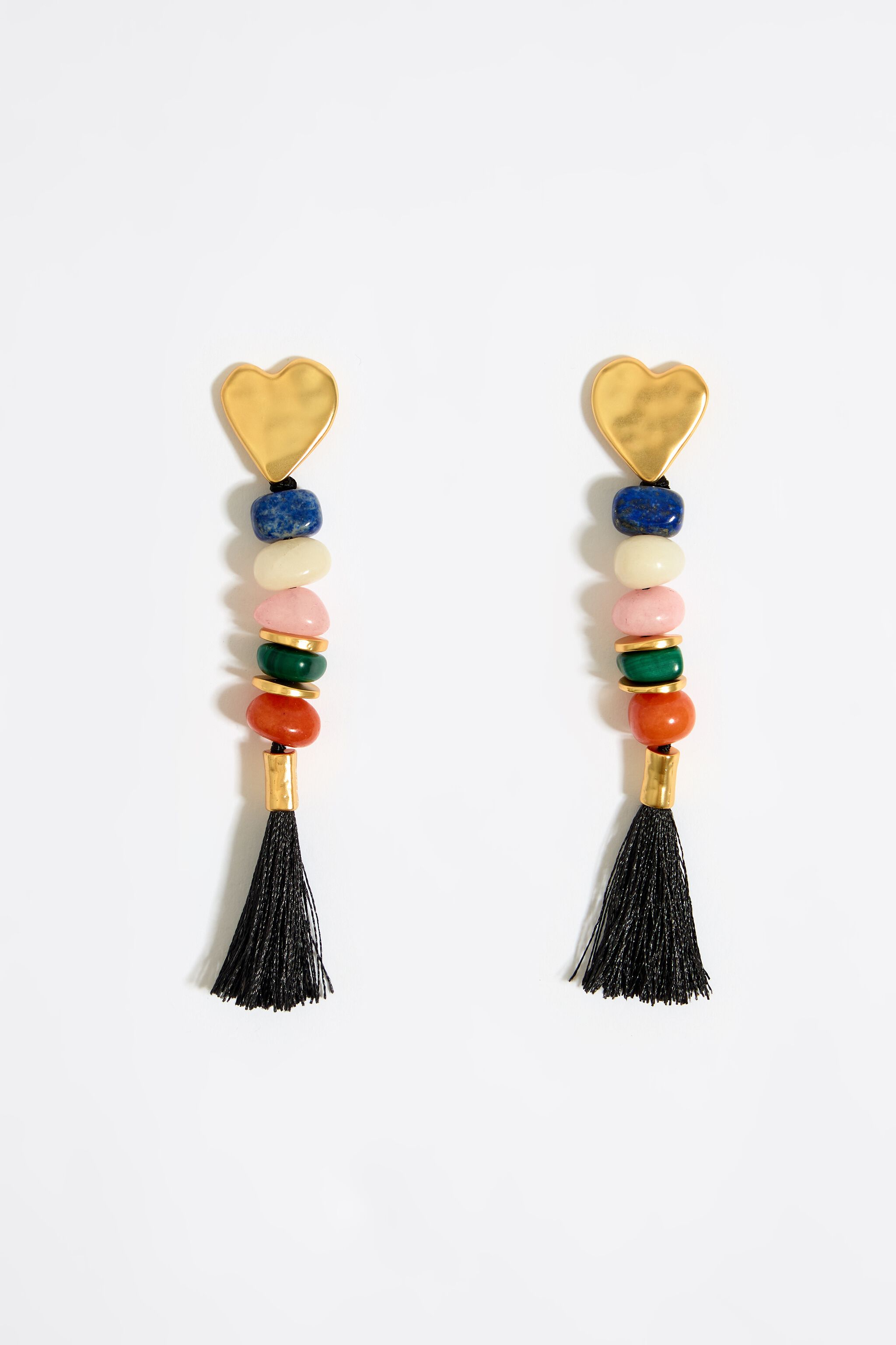 Golden stones and hearts earrings