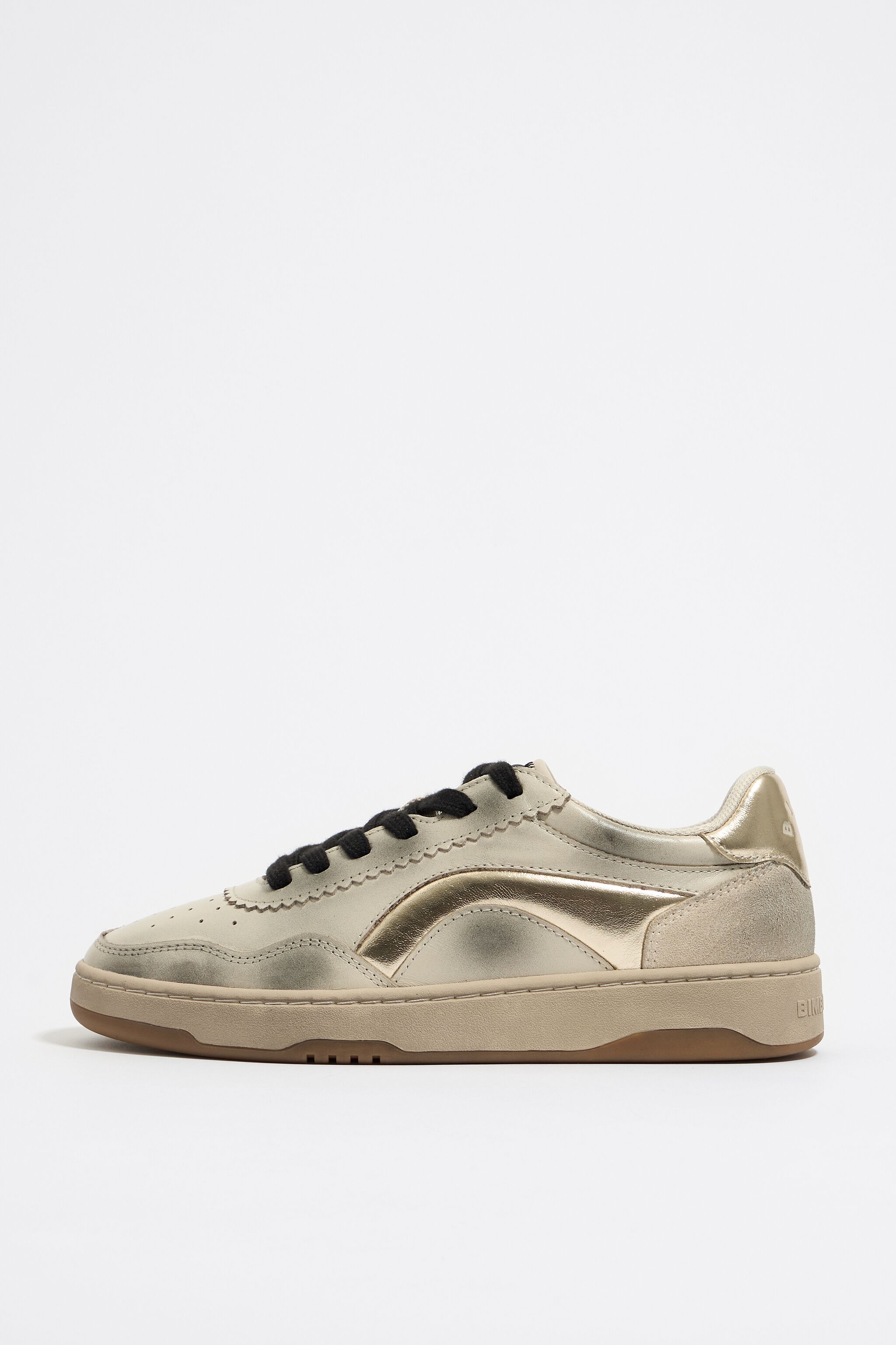 Golden leather cupsole sneaker
