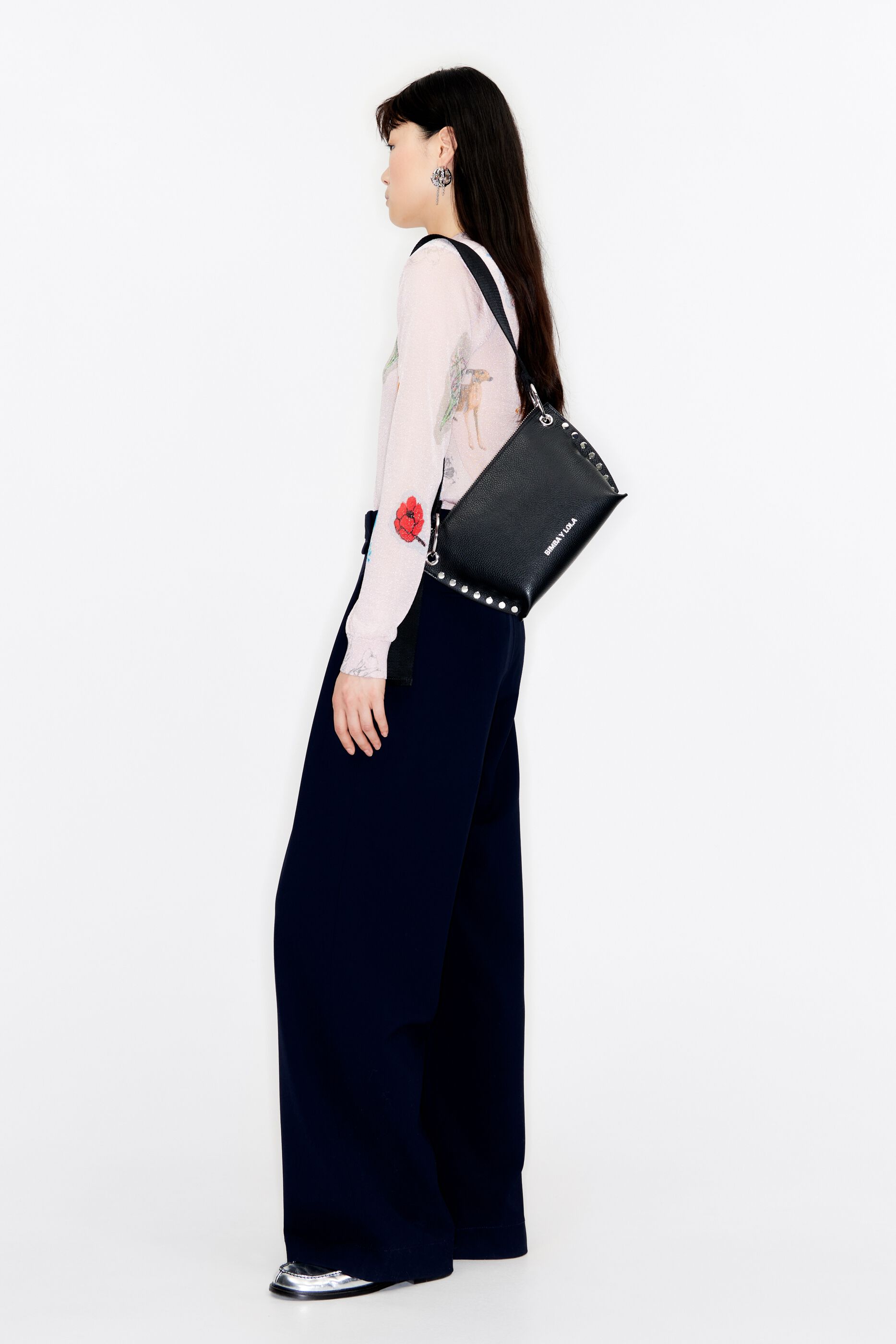 M black leather crossbody bag