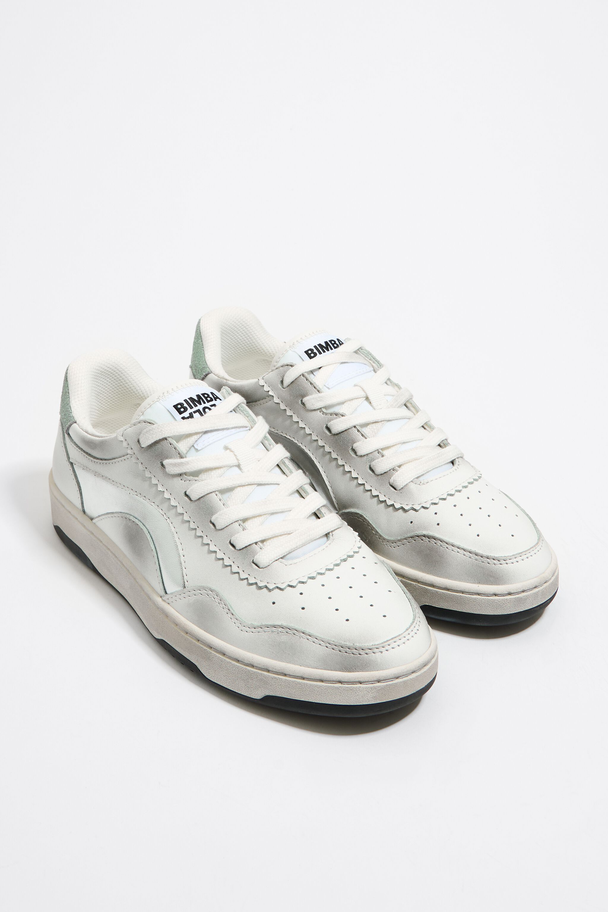 Silver leather cupsole sneaker