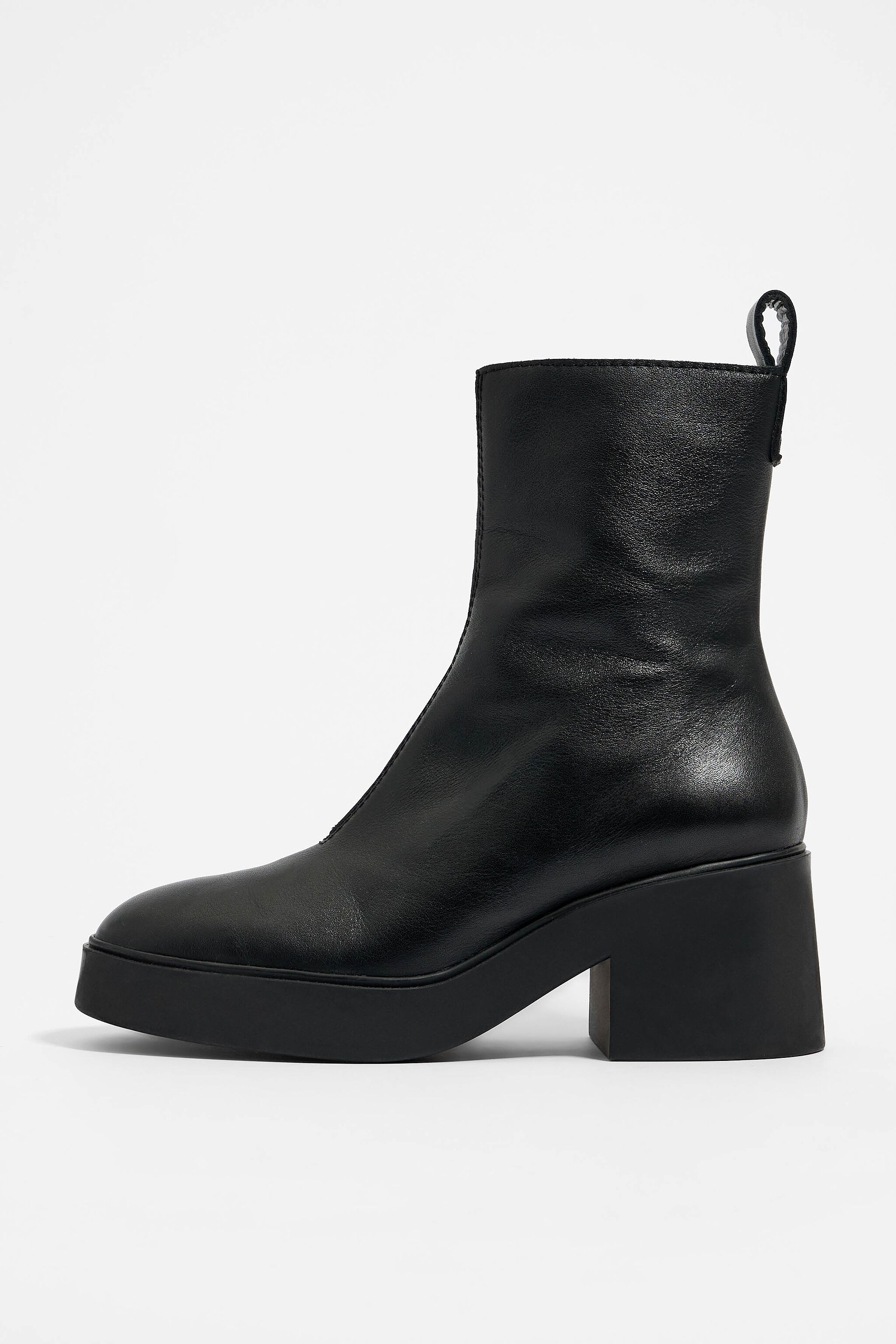 Black leather ankle boot