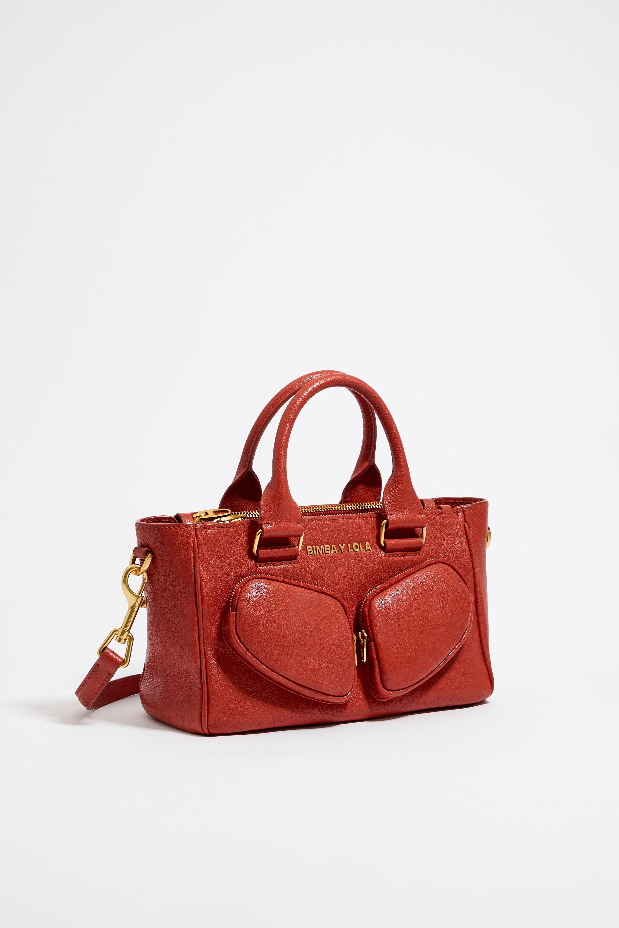M orange leather Pocket tote bag