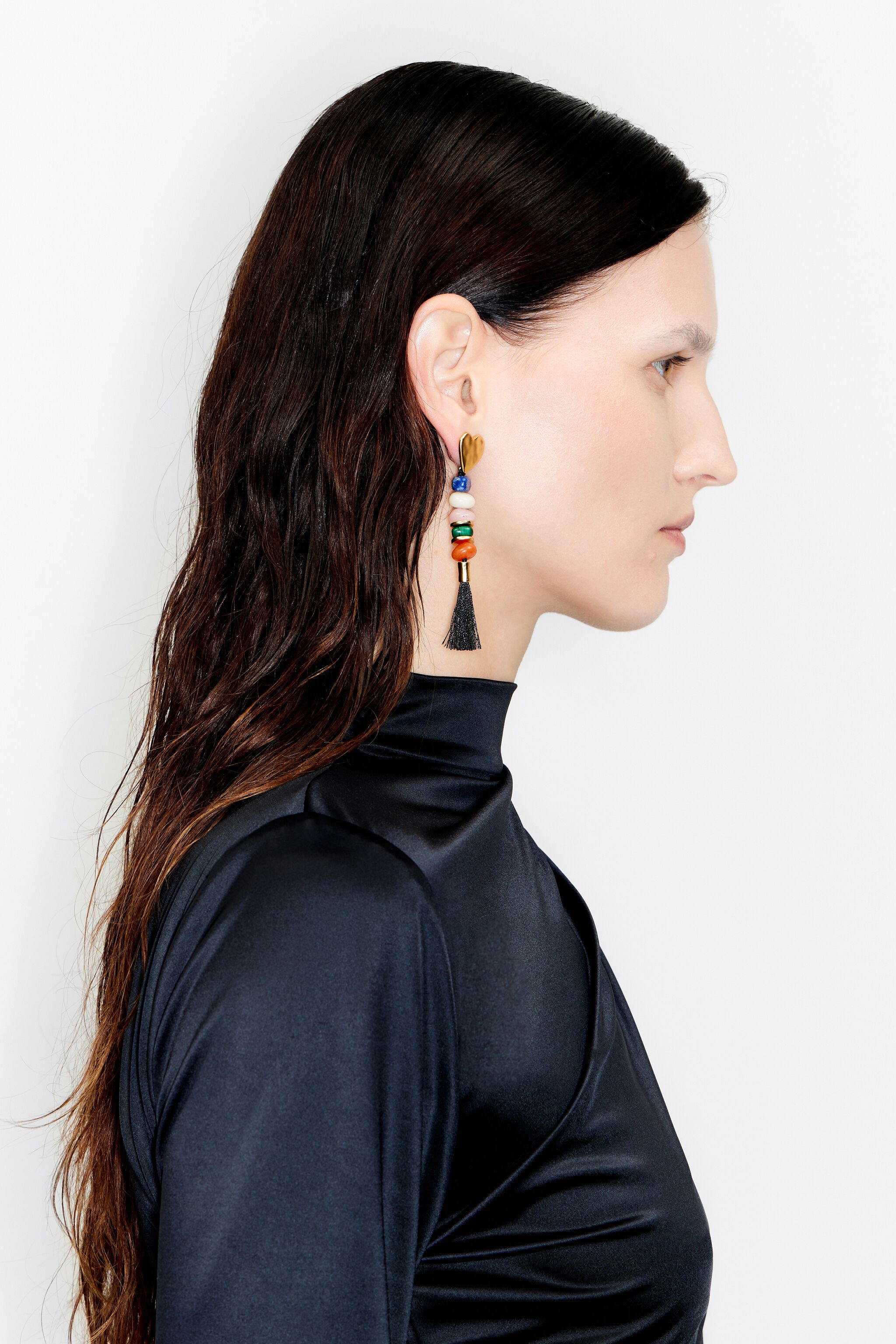 Golden stones and hearts earrings