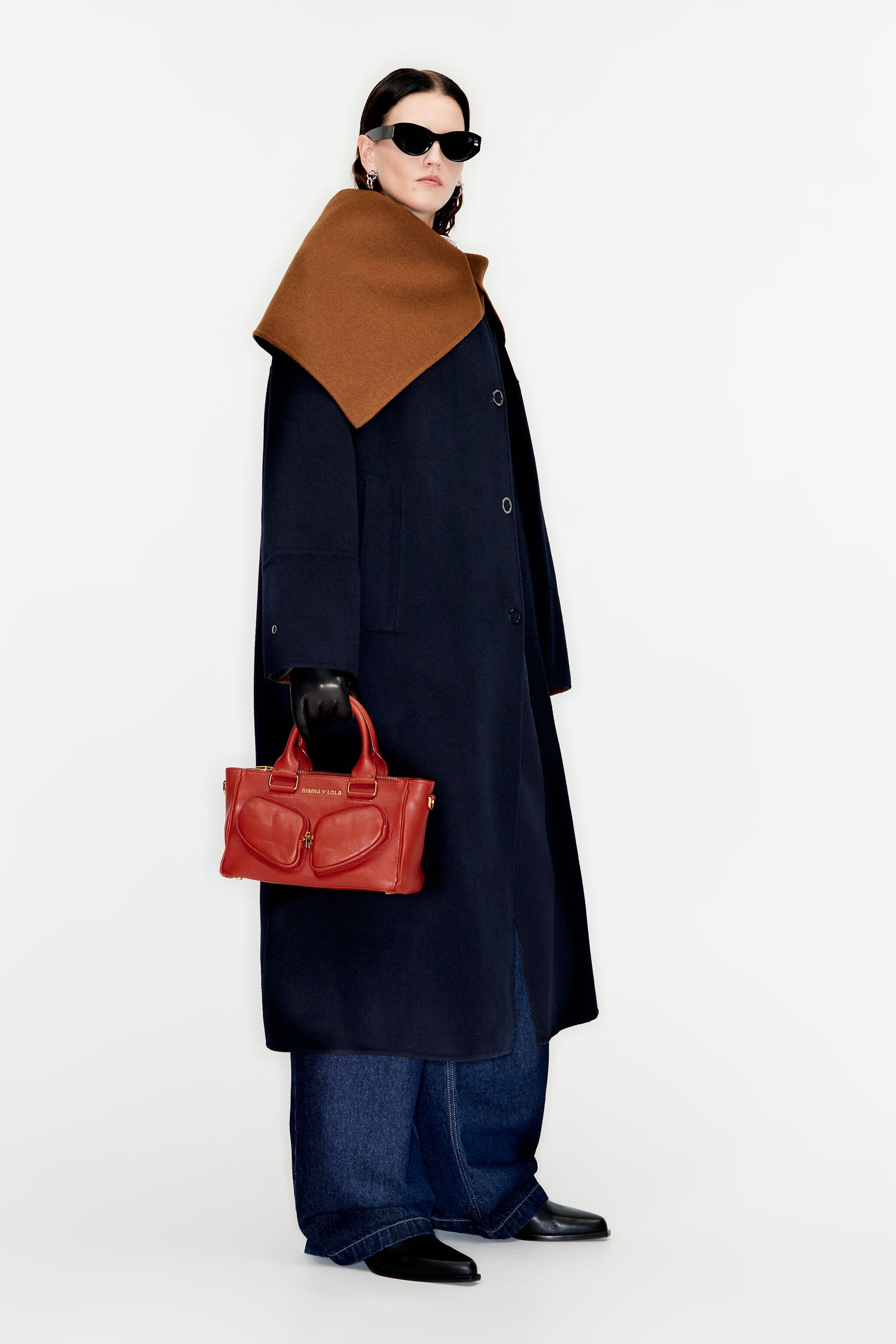 M orange leather Pocket tote bag