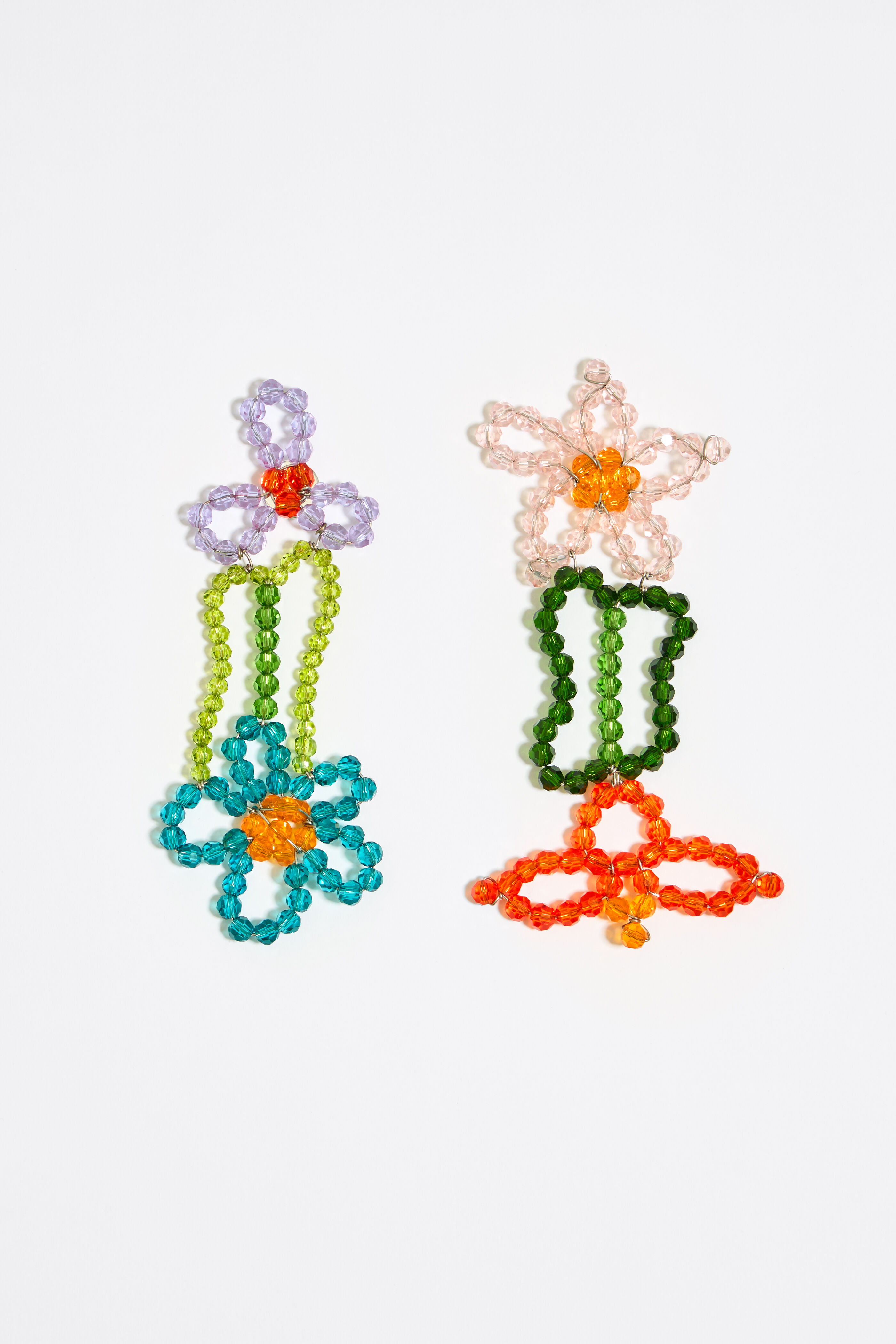 Multicolored flower crystal earrings